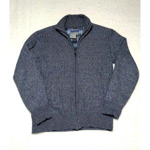 Effect Mens Sweater M Variegated Navy Blue Flannel lined extra Warm Knit